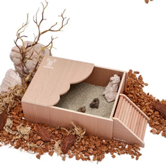 Hamster Sand Bath House with Wavy Platform | Hideout & Toilet for Syrian Hamster Cage Decor