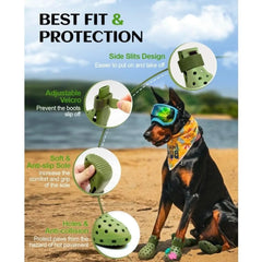 Dog Shoes for Hot Pavement - Dog Shoe for Small & Medium & Large Dogs, Dog Boots Paw Protectors Easy ON & Off, Non-Slip, Waterproof, Easy-Clean Dog Booties for Beach and Snow Protective Gear
