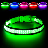Flashseen LED Dog Collar | USB Rechargeable Light-Up Safety Collar | Adjustable Soft Mesh Design for Small, Medium & Large Dogs (Buy 2, Get 1 Free)