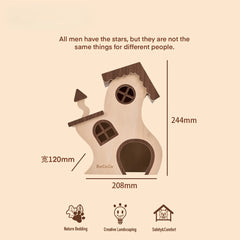 Hamster Enrichment Wooden House | B16 Planet Series | Cozy Natural Hideout for Hamsters & Small Pets