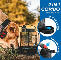 Large Dogs Water Bowl Dispenser, Walking, Camping, Hiking, Portable, Sturdy, 2 in 1 combo pet travel outdoor feeder