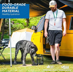 Large Dogs Water Bowl Dispenser, Walking, Camping, Hiking, Portable, Sturdy, 2 in 1 combo pet travel outdoor feeder