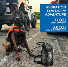 Large Dogs Water Bowl Dispenser, Walking, Camping, Hiking, Portable, Sturdy, 2 in 1 combo pet travel outdoor feeder