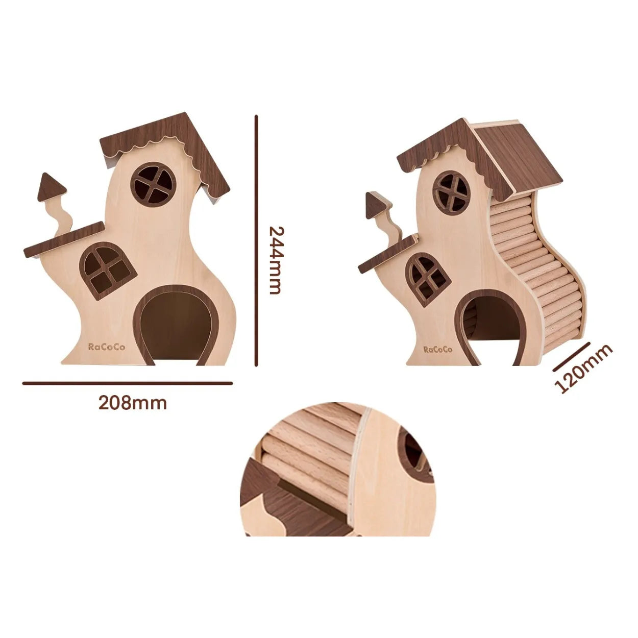 Hamster Enrichment Wooden House | B16 Planet Series | Cozy Natural Hideout for Hamsters & Small Pets