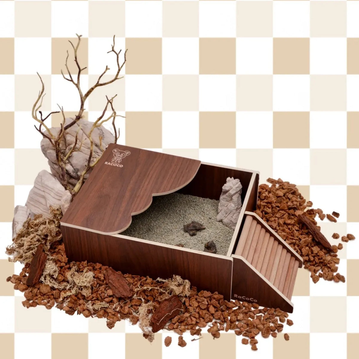 Hamster Sand Bath House with Wavy Platform | Hideout & Toilet for Syrian Hamster Cage Decor