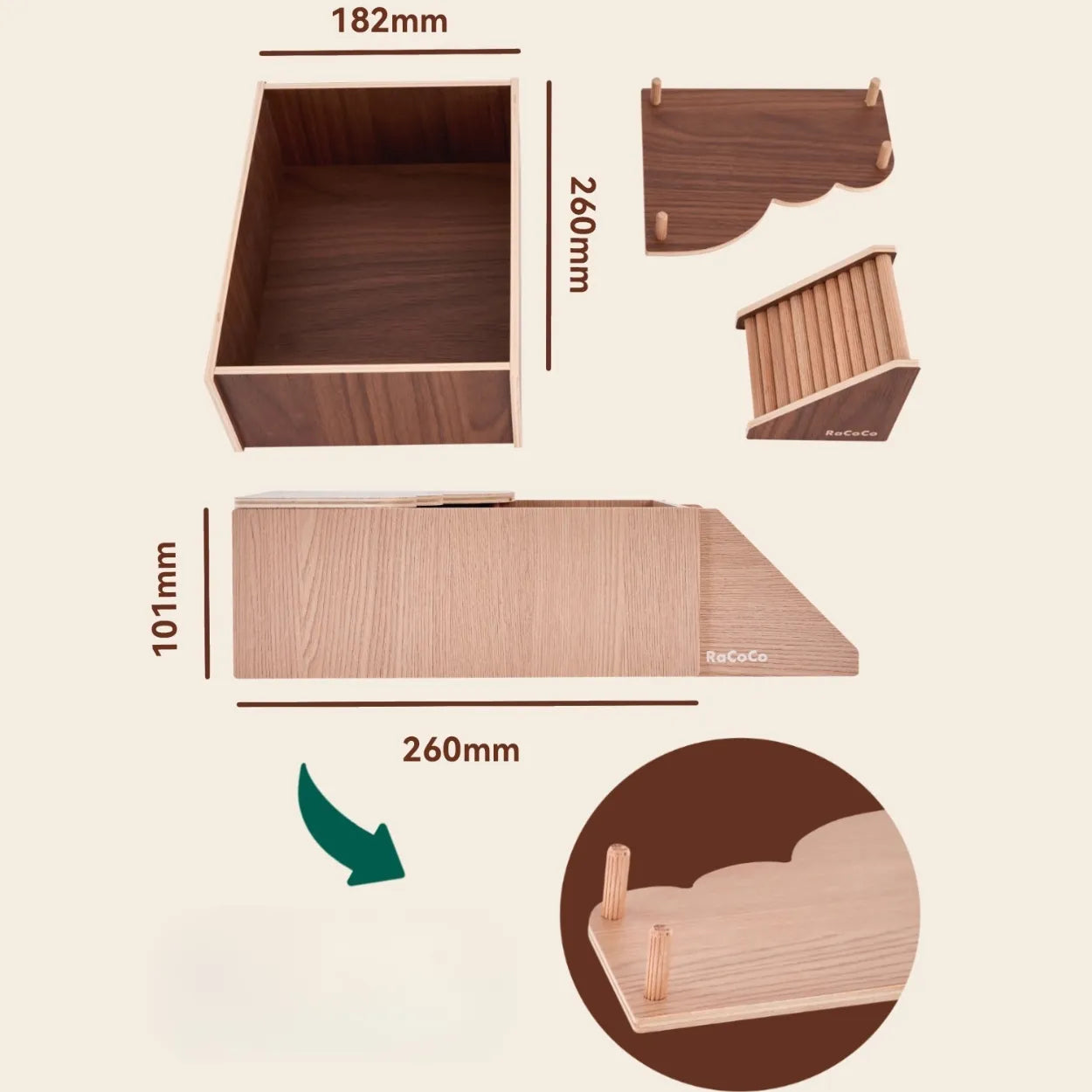 Hamster Sand Bath House with Wavy Platform | Hideout & Toilet for Syrian Hamster Cage Decor