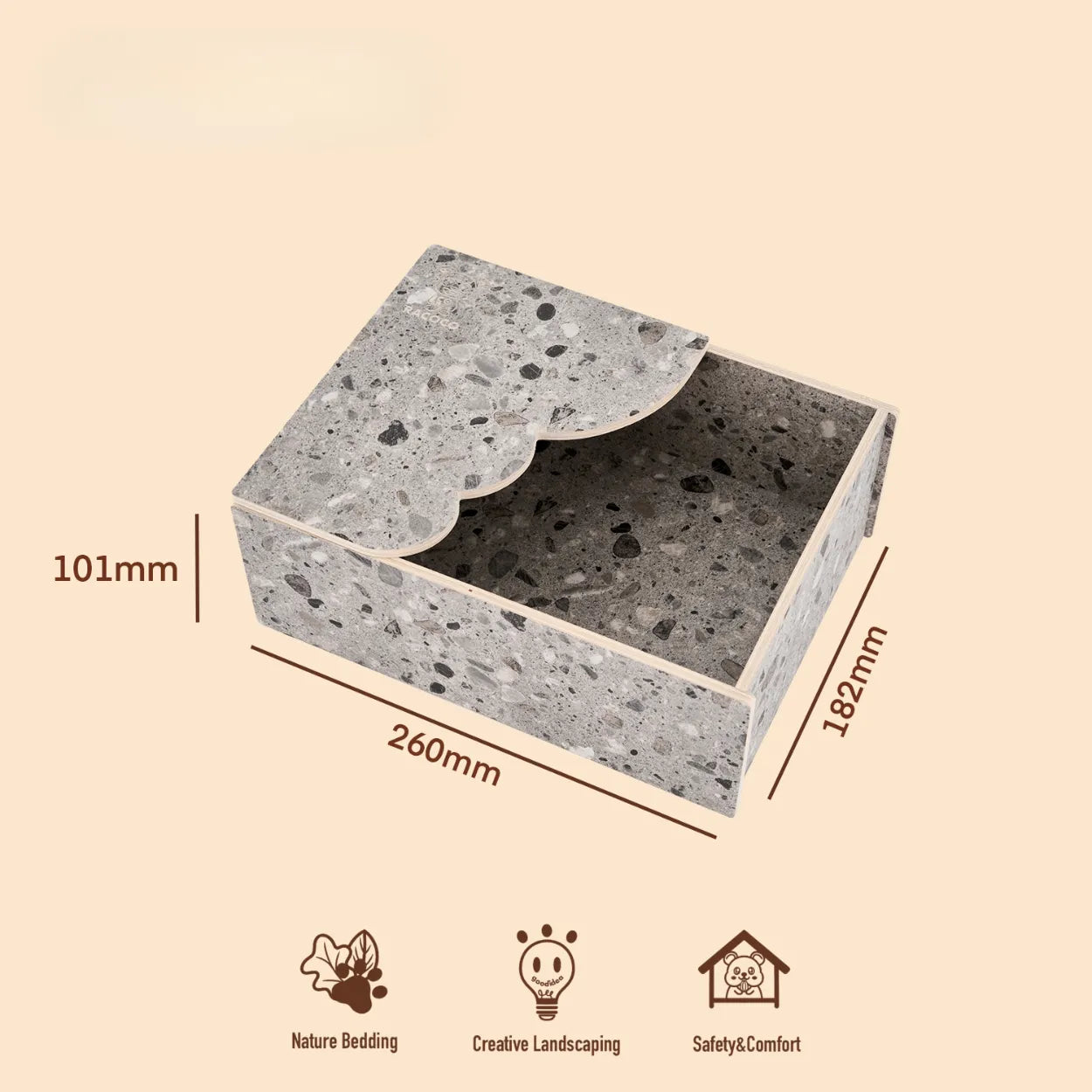 Hamster Sand Bath House with Wavy Platform | Hideout & Toilet for Syrian Hamster Cage Decor