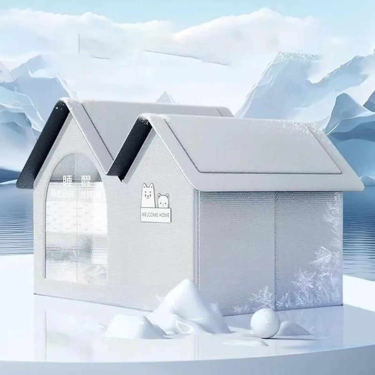 Pet Cooling House with 10 Ice Packs 🧊 | Foldable Cat & Dog AC House | Summer Shelter for Small Pets
