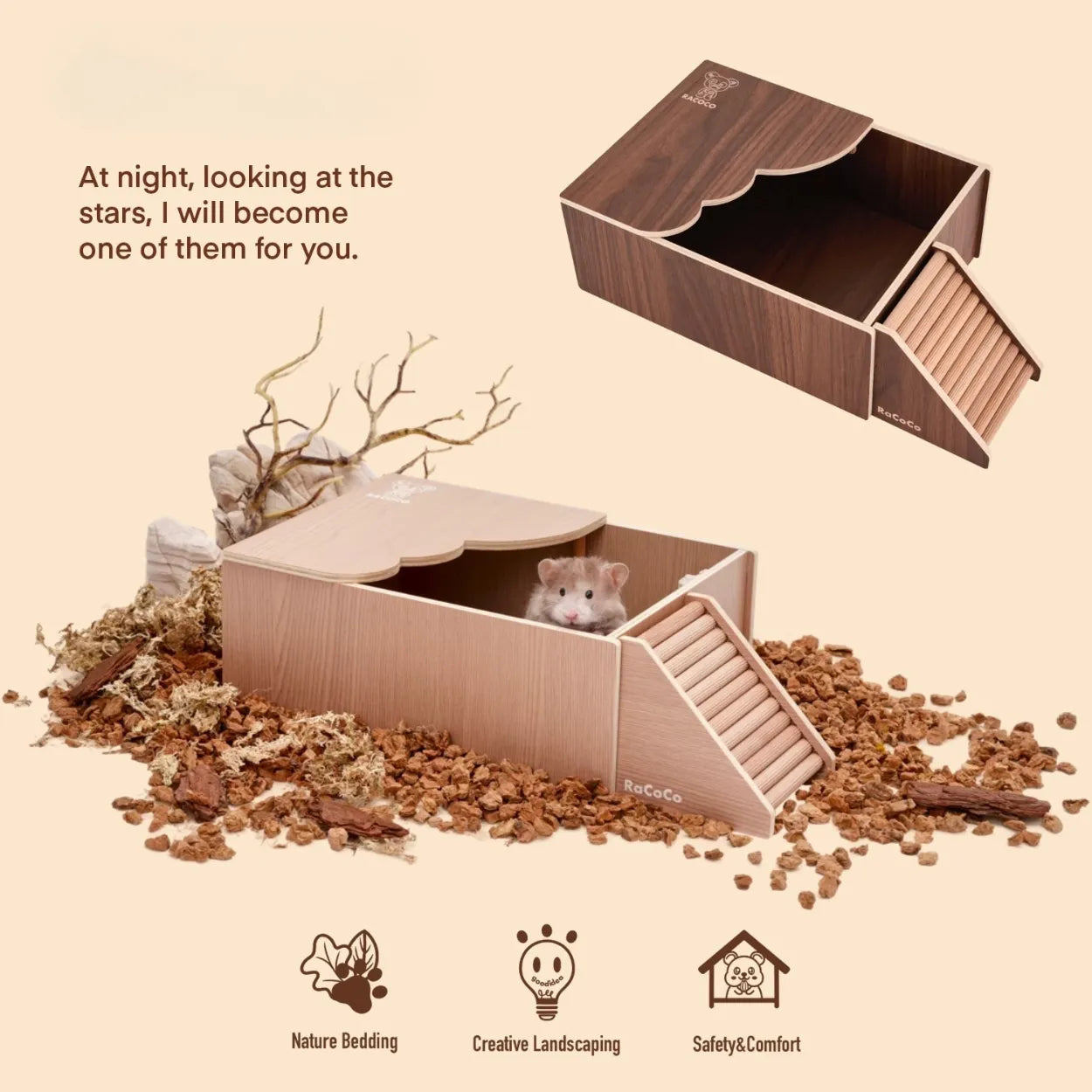 Hamster Sand Bath House with Wavy Platform | Hideout & Toilet for Syrian Hamster Cage Decor