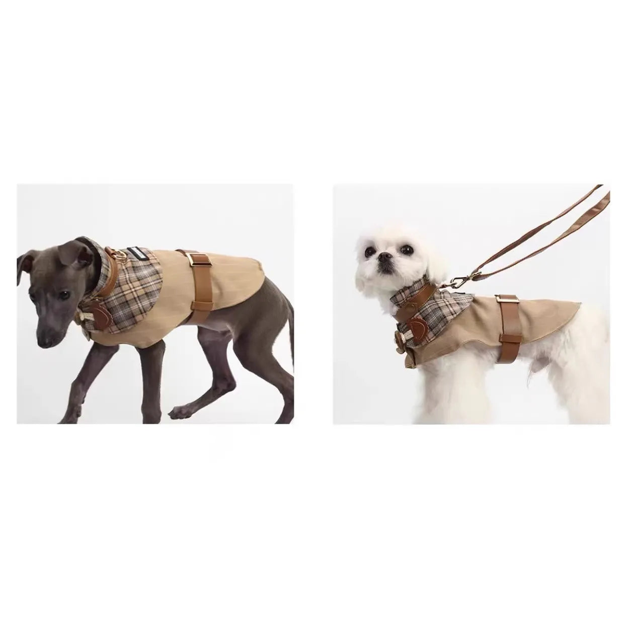 Sherlock Style Dog & Cat Trench Coat | Adjustable Pet Windbreaker with Leash Hole | BITEONE Spring Summer Pet Clothes for Small Dogs & Cats