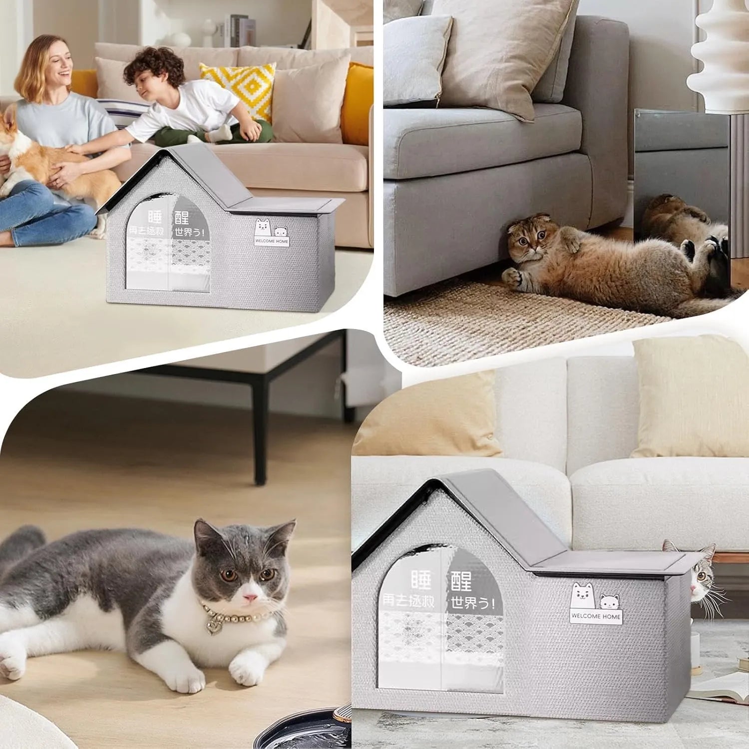 Pet Cooling House with 10 Ice Packs 🧊 | Foldable Cat & Dog AC House | Summer Shelter for Small Pets