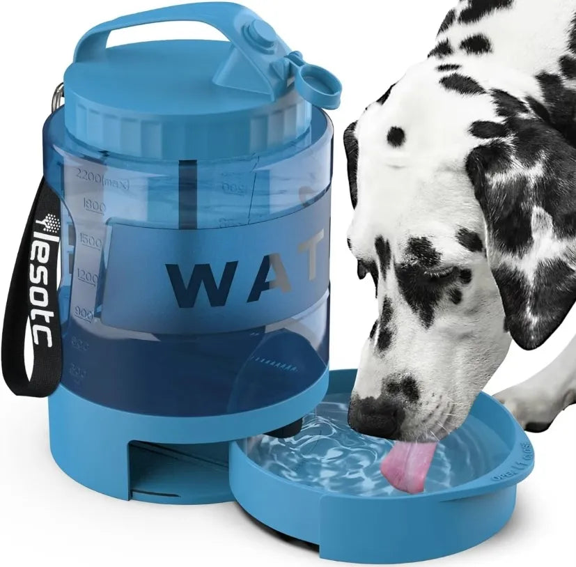 Large Dogs Water Bowl Dispenser, Walking, Camping, Hiking, Portable, Sturdy, 2 in 1 combo pet travel outdoor feeder
