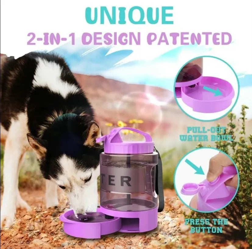Large Dogs Water Bowl Dispenser, Walking, Camping, Hiking, Portable, Sturdy, 2 in 1 combo pet travel outdoor feeder